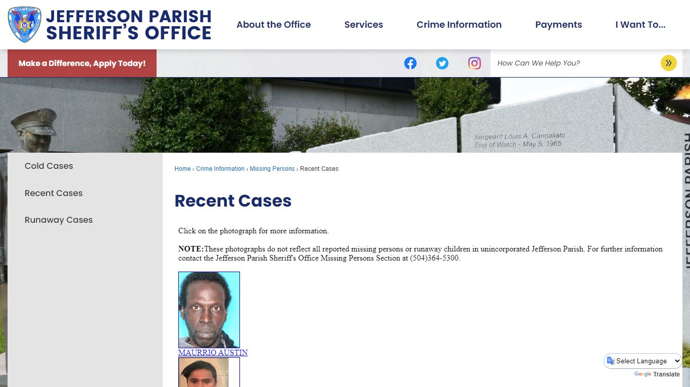 Recent Cases | Jefferson Parish Sheriff, LA - Official Website - JPSO