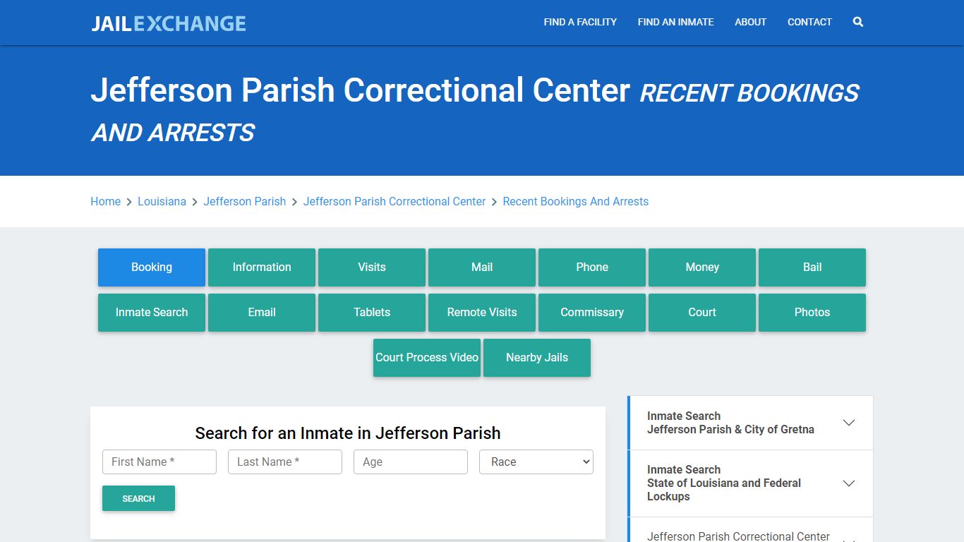 Jefferson Parish Correctional Center Recent Bookings And Arrests