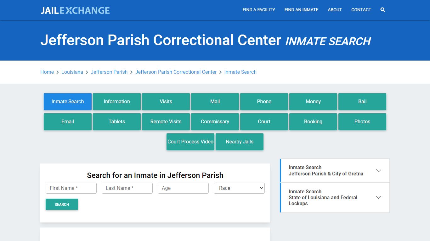 Jefferson Parish Correctional Center Inmate Search - Jail Exchange