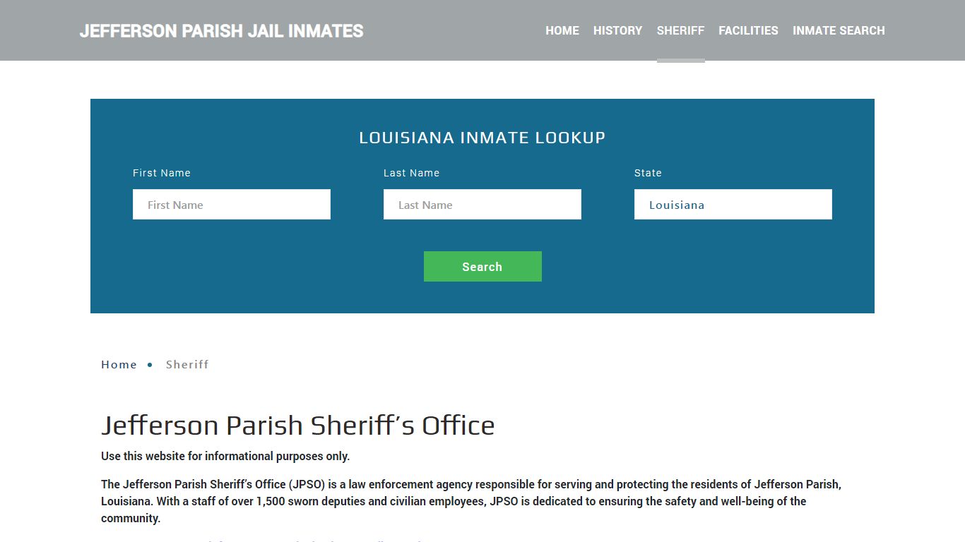 Jefferson Parish Sheriff, LA Arrest Warrant Lookup