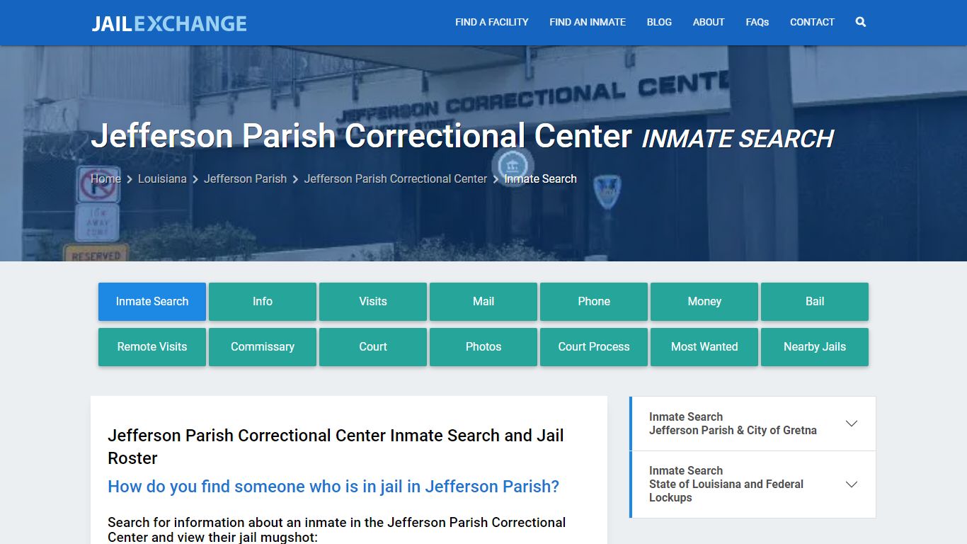 Jefferson Parish Correctional Center Inmate Search - Jail Exchange